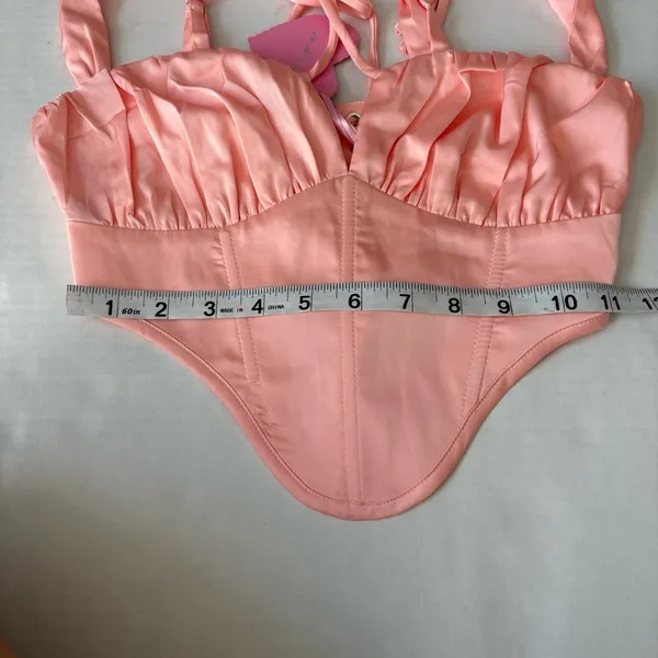 NWT Dolls kill Sugar Thrillz Peach Satin Corset Top size xxs - Image 11