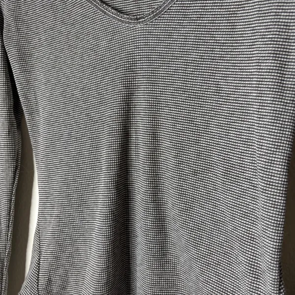 Intimately Free People Grey‎ Striped V-Neck Thermal Long Sleeve Top OB1836479 M - Image 2