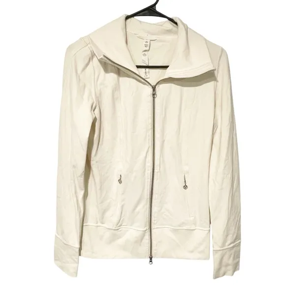 Lululemon Daily Yoga Jacket Polar Cream Collared Athletic Full Zip‎ Size 6 - Image 2