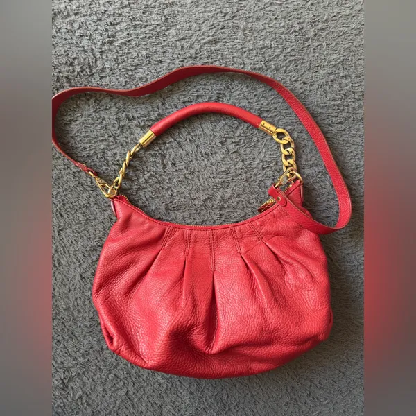 Michael Kors Red Leather Mini Hobo Style Shoulder Bag - Image 12