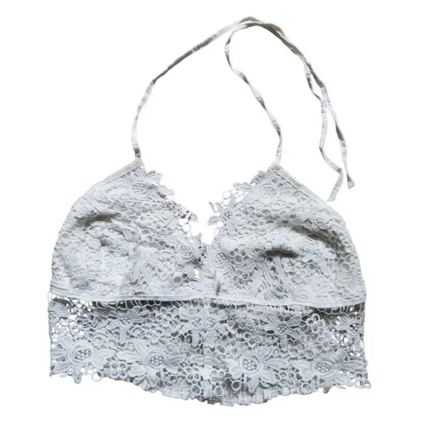 Anthropologie(?) Tank Halter Top Women Small Lace Crochet Crop Beach Party Boho - Image 4