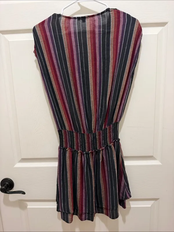 Rails Lucca Linen Blend Smocked Mini Dress Brava Multi-Color Stripe Size XS - Image 9