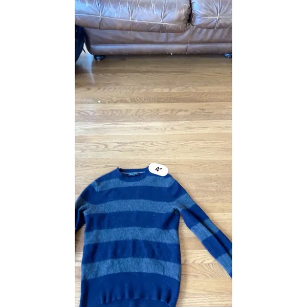 Banana Republic blue and gray wide striped long sleeve pullover sweater size M - Image 9