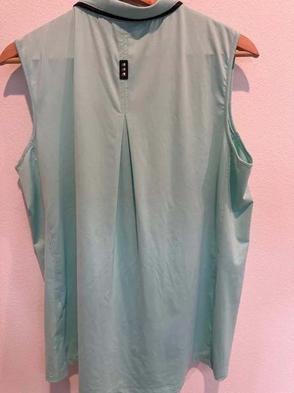 jamie sadock Mint and White Sleeveless Golf Polo with Zip - Image 4