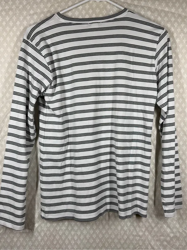 Lake White‎ Black Striped Pima Cotton Long Sleeve Top - Image 3