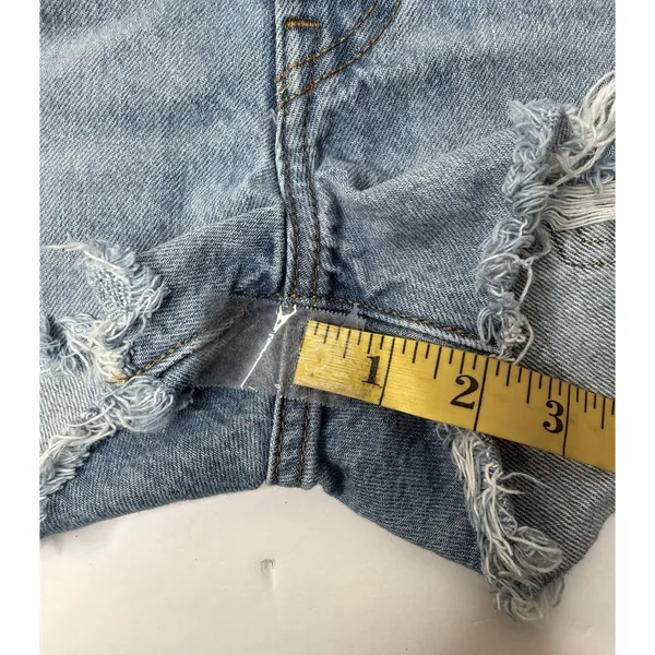 Levi's 501 Cut Off Denim‎ Shorts Womens W25 Distressed Raw Hem Beach Party Blue - Image 4