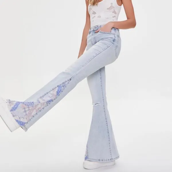Forever 21 Patchwork Flare Pants - Image 5