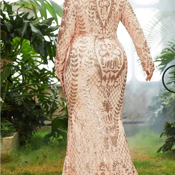 Formal sequence Dress v square Neck long Sleeve Mermaid Evening Gown Size 1X. - Image 4