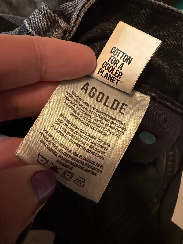 Agolde Vana Fold Wide Leg Denim Jeans Black Arcane Size 25 - Image 6