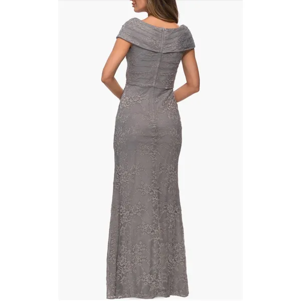 La Femme‎ 27982 Platinum Lace Off Shoulder Gown Size 16 NWOT - Image 3
