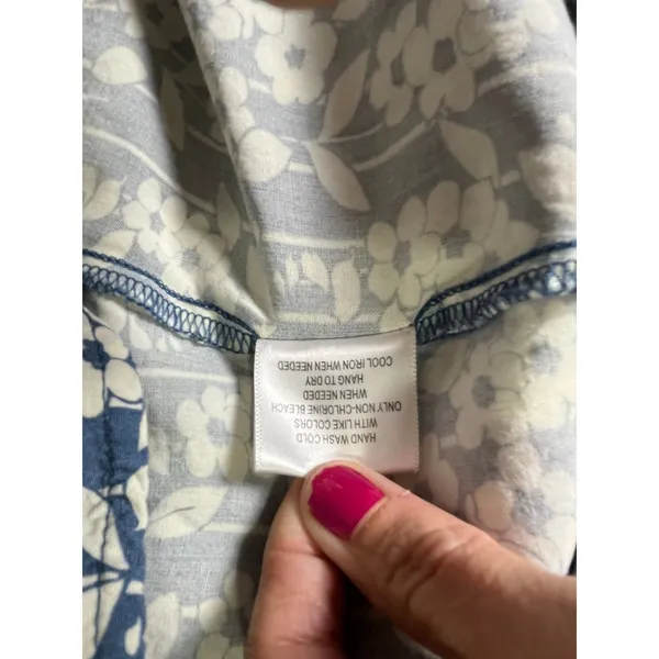 ModCloth Blue White Floral Maxi Dress Empire Waist Cottagecore Prairie‎ Large - Image 6