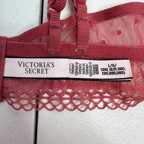 Victoria's Secret Bralette Sz L Bra Unlined Lace Detail Wireless Pink Adjustable - Image 4
