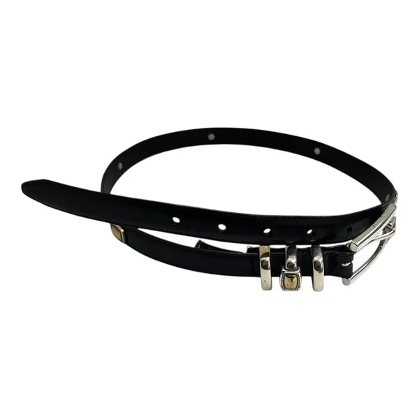 Brighton Slim Black Leather Belt with Gold‎ and Silver # 4A303 Size Medium 30 - Image 7