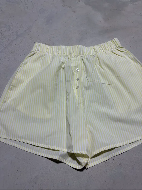 Daily drills Light Yellow Striped Women's cotton boxer Shorts M/L - Image 2