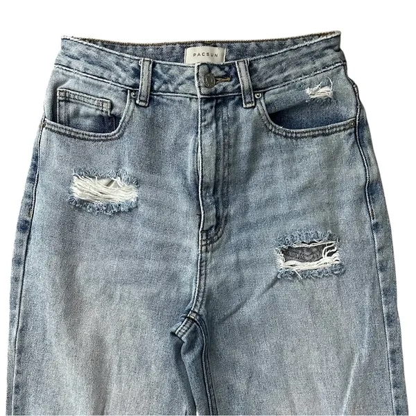 PacSun 90's Boyfriend High Rise Distressed Jeans Blue Size 26 - Image 3