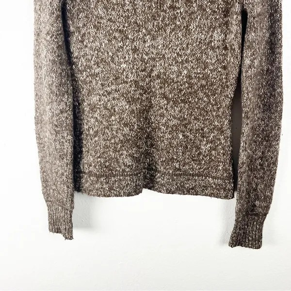 PRANA Brown Marled Long Sleeves V-Neck Knit Sweater Size Medium Cabin Neutral - Image 4