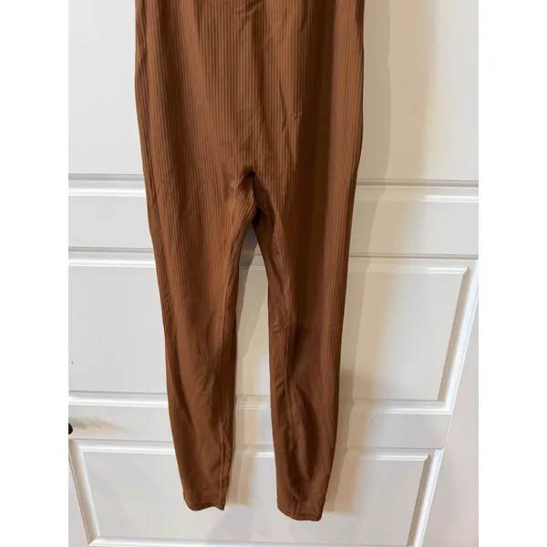 Halara Brown Jumpsuit Ribbed Cut‎ Out Back XS Athleisure Minimalist - Image 4