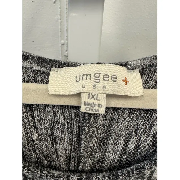 Umgee USA 1XL Black White Space Dye Knit Tunic Top Long Sleeve Pockets - Image 7
