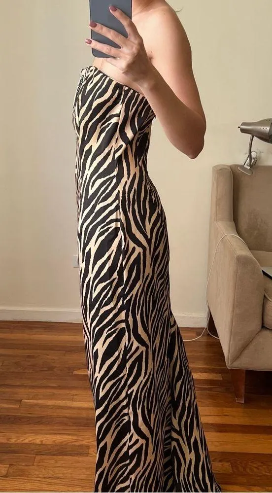 Jessica McClintock for Gunne Sax animal print maxi gown dress size S 7 CL - Image 4