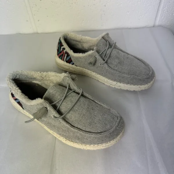 Hey Dude Wendy Funk Wool Grey Aztec Back Slip On Loafers Size‎ 6 - Image 2