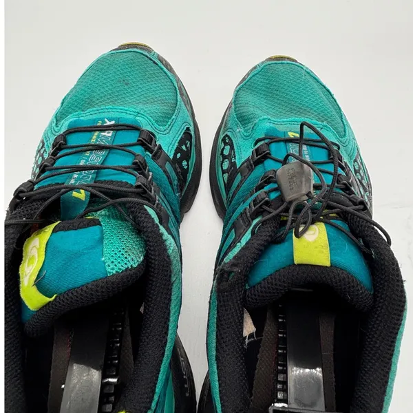 Salomon XR Mission CS ClimaShield Trail Running Shoes Teal Black Lime size 9.5 - Image 9