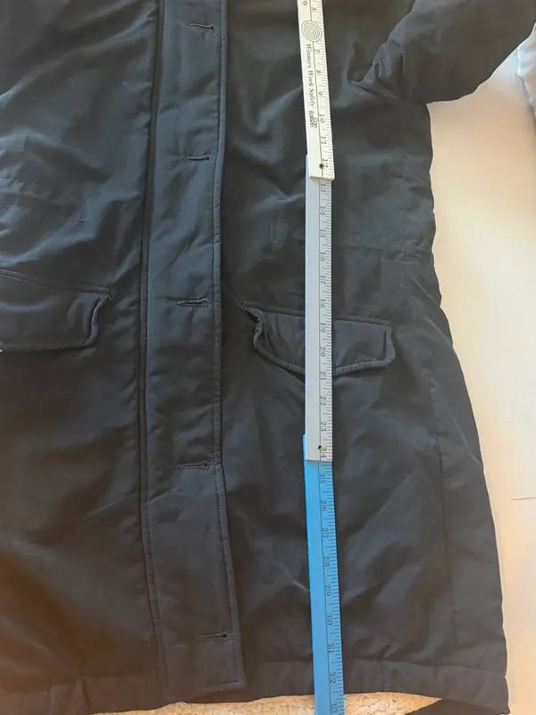 Abercrombie & Fitch Black Hooded Puffer Parka Faux-Fur Trim Sherpa Lined size M - Image 8