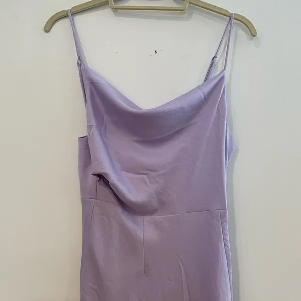 Petal & Pup Princeton Lilac Purple Princeton Satin Midi Dress 6 Feminine Drape - Image 6
