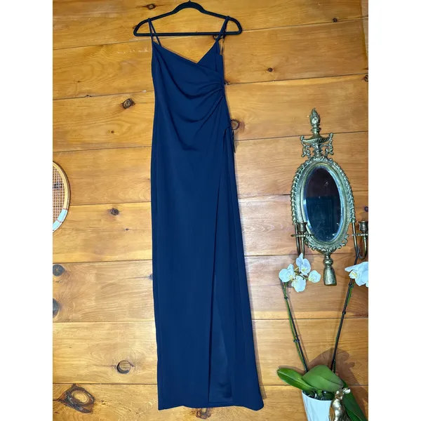 NWT Lulus Sweetest Admirer Navy Blue Ruched Surplice Maxi Dress Bridesmaid Sz XL - Image 2