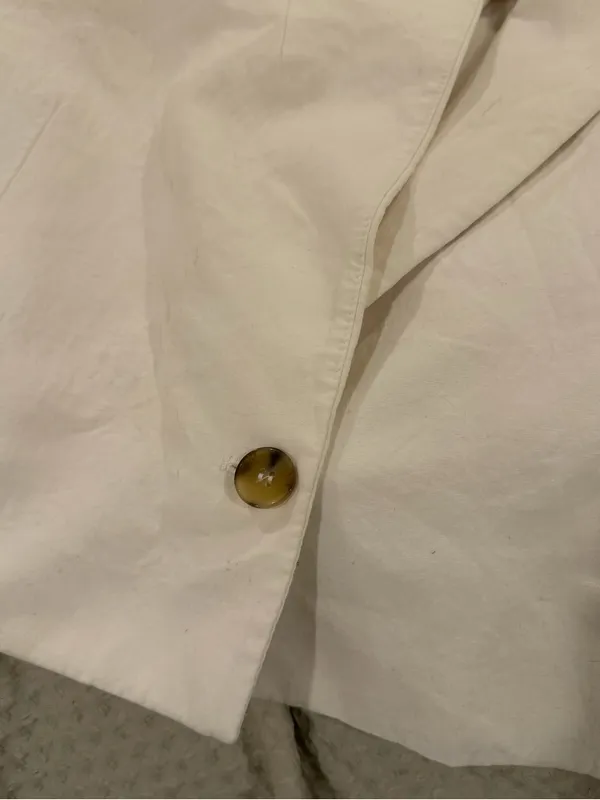 Zara linen Cropped Women's Blazer Jacket in Ivory - Image 4