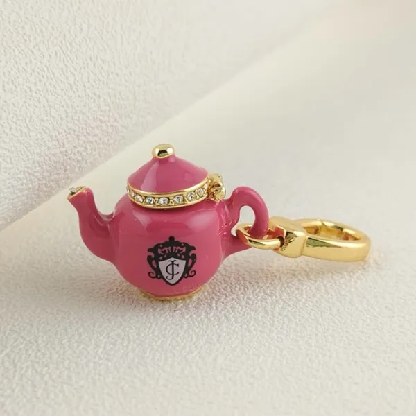 RARE LIMITED EDITION Juicy Couture Pink/Gold Tea Kettle- Bag or Necklace Charm - Image 3