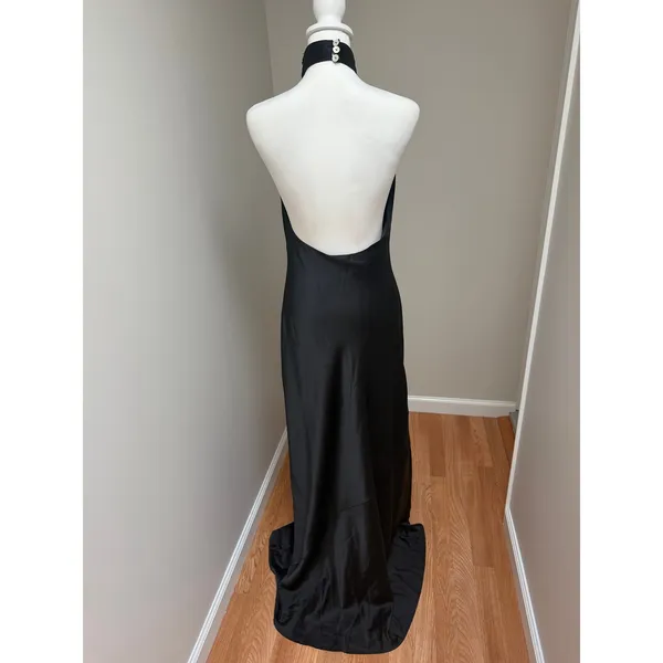 Show Me Your Mumu Jasmine Halter Maxi Dress Black Luxe Satin Size Large - Image 7