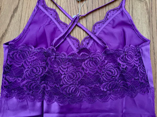 Purple Satin Nightgown Slip Dress - Image 3
