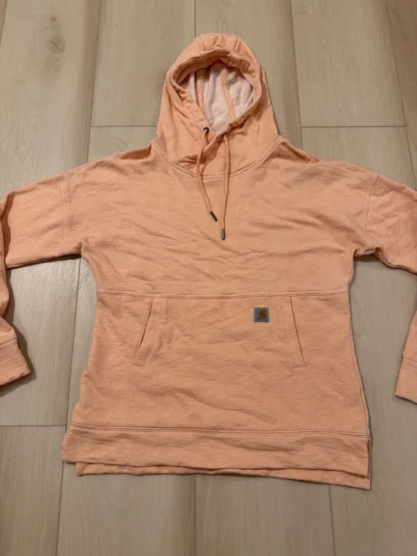 Carhartt Newberry Relaxed Fit Peach Pullover Hoodie Sweatshirt Womens Size Small - Image 2