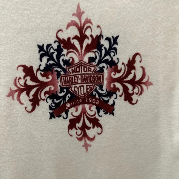 Harley Davidson Sweater cream Scrolled Fleur De Lis Size XL - Image 13