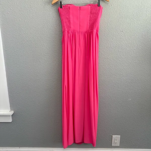 Amanda Uprichard Silk Strapless Maxi Dress Size Medium Hot Pink EUC‎ - Image 4