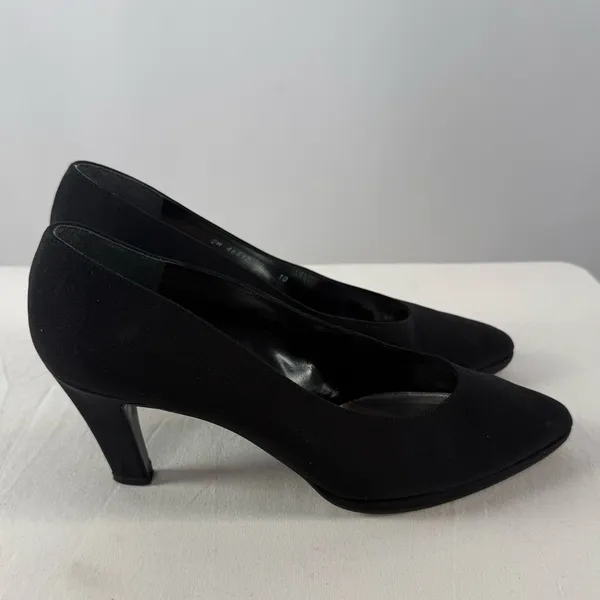 Vintage Stuart Weitzman Fabric Point Toe Pumps‎ in Black Size 10 - Image 4