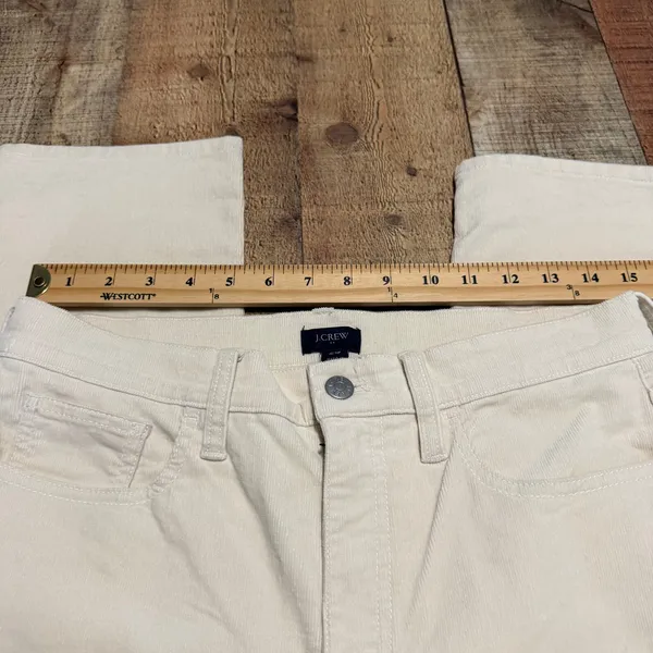 J. Crew Factory Women's Cream Corduroy Straight Leg Pants Sz 29 Classic Preppy - Image 4