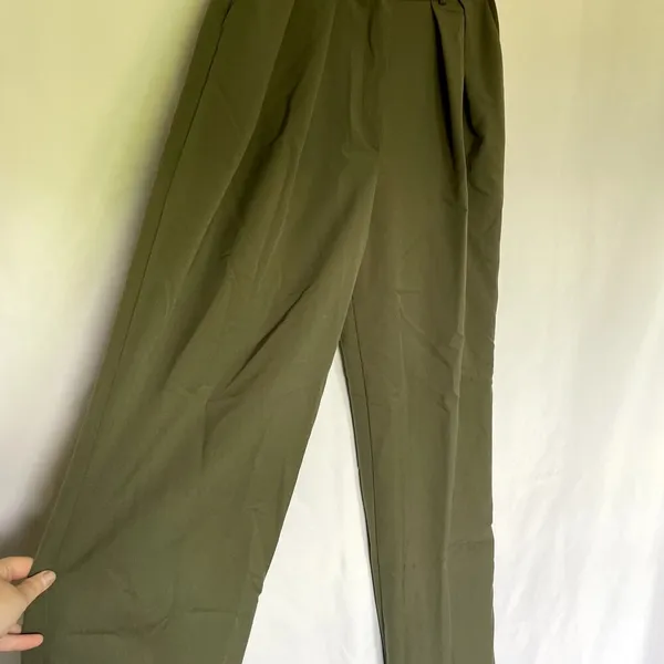 Nasty Gal Wide Leg‎ Trousers Size 6 Olive Green Women Pleated High Waist - Image 3