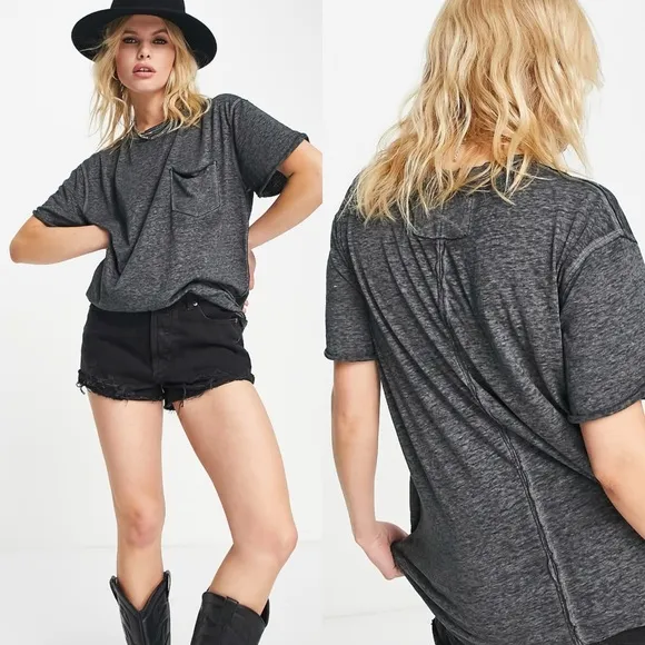 Free People Vella Tee Charcoal Black - Image 2