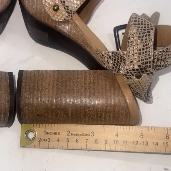 Free People Snakeskin Boho Hippie Festival Block Heel Platform Sandals Size 9 - Image 11