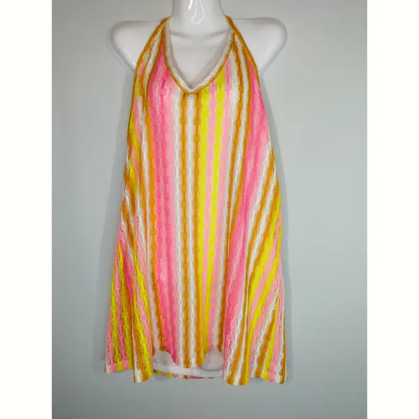Wild Fable Multicolor Crochet Striped Halter Dress XXL NWT‎ Vacation Coastal - Image 2