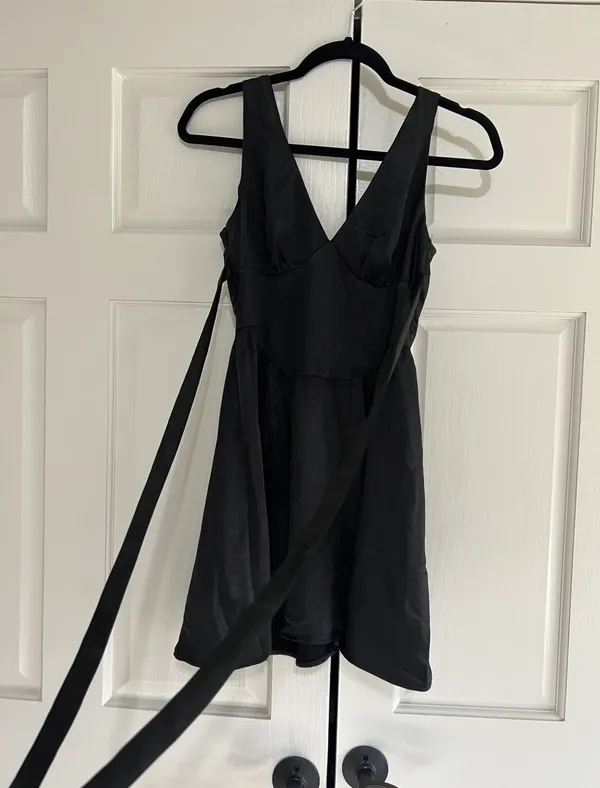 Hello Molly Silk Rain Satin Mini Dress Black - Image 4