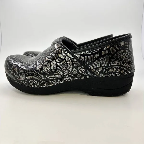 Dansko XP 2.0 Professional Clogs 39 US 8.5-9‎ Silver Black Paisley Nursing Slip - Image 4