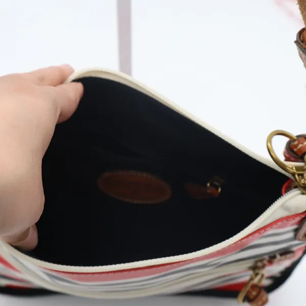 Fossil Keyper Womens Handbag Multicolor Striped Adjustable Strap Crossbody Bag - Image 8