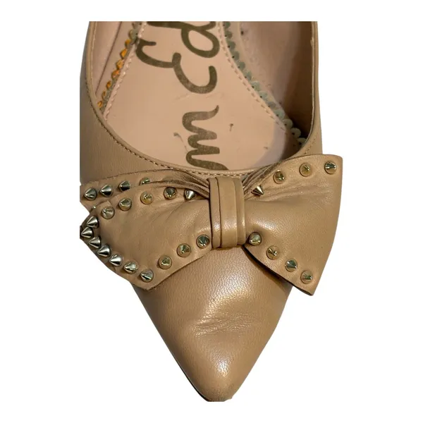 Sam Edelman Studded Bow Pointed Toe Flats Tan Leather Size 7.5 - Image 4