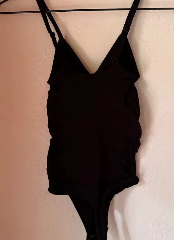 herslims Black Seamless Bodysuit Thong Womens Tummy Control Compression NWT - Image 4