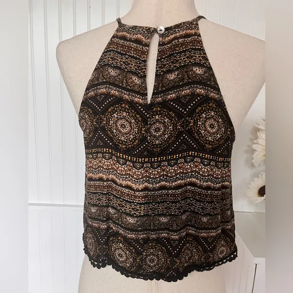 Forever 21 Black & Brown Cropped Tank Top - Image 3