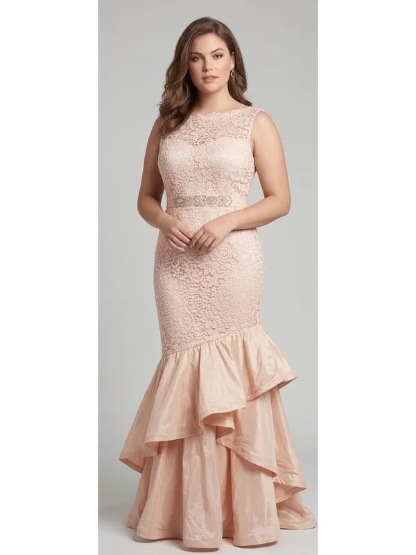 NWT Rickie Freeman for Teri Jon Lace & Taffeta Gown in Blush Pink Dress 16 - Image 2