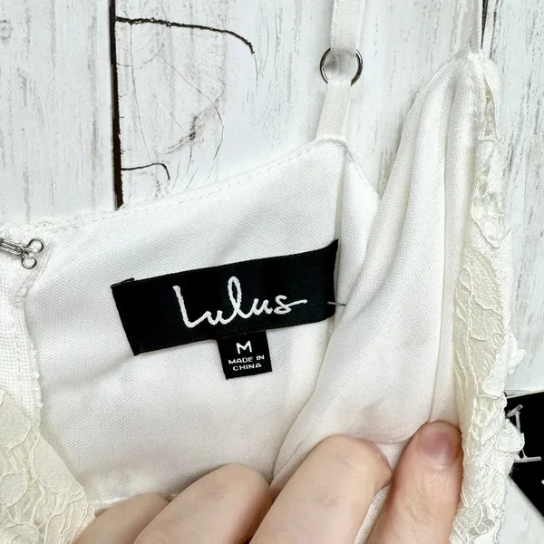 LULUS Dress Women Size M Easy Love White‎ Lace Skater Adjustable Strap NEW - Image 2