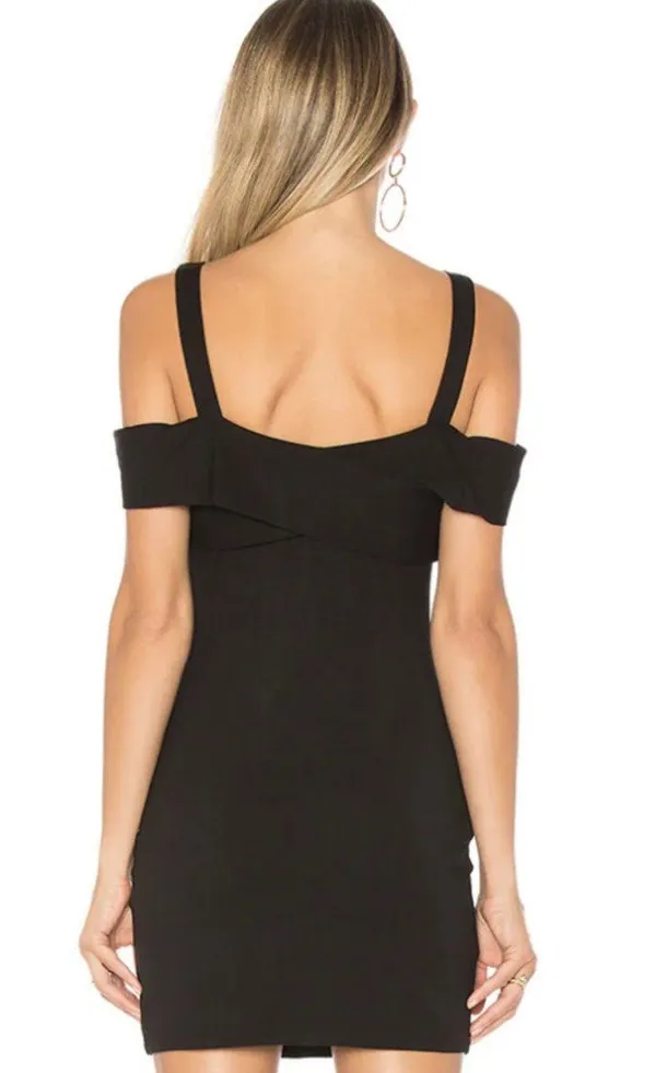 By the Way Black Bodycon Cold Shoulder Heart Shape Bust Mini Dress - XS - Image 3